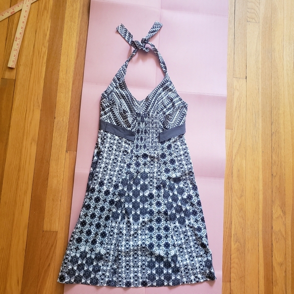 Athleta Black White  Halter Mini Dress 12P - Picture 4 of 8